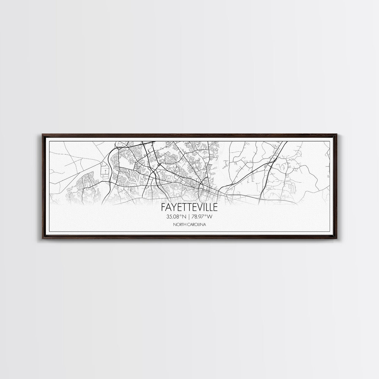 Panoramic Fayetteville City Map, North Carolina Art, Map Print, Minimalist Wall Art, Canvas Art, Housewarming Gift, Street Map, Closing Gift