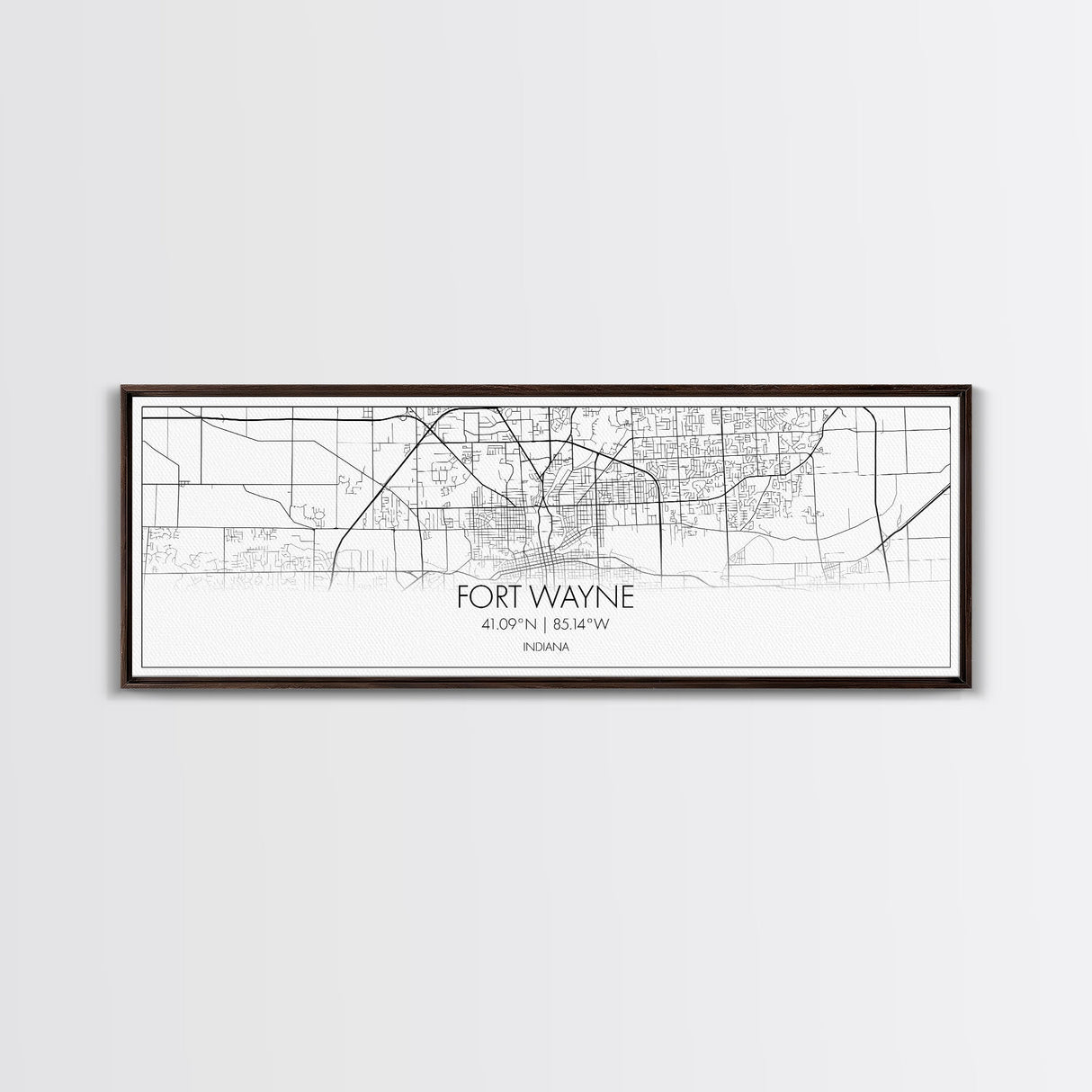 Panoramic Fort Wayne City Map, Indiana Art, Map Print, Minimalist Wall Art, Canvas Art, Housewarming Gift, Street Map Art, Closing Gift