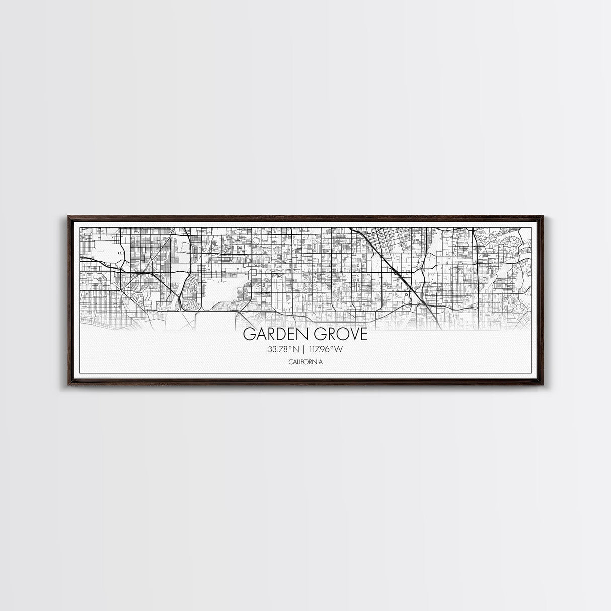 Panoramic Garden Grove City Map, California Art, Map Print, Minimalist Wall Art, Canvas Art, Housewarming Gift, Street Map Art, Closing Gift