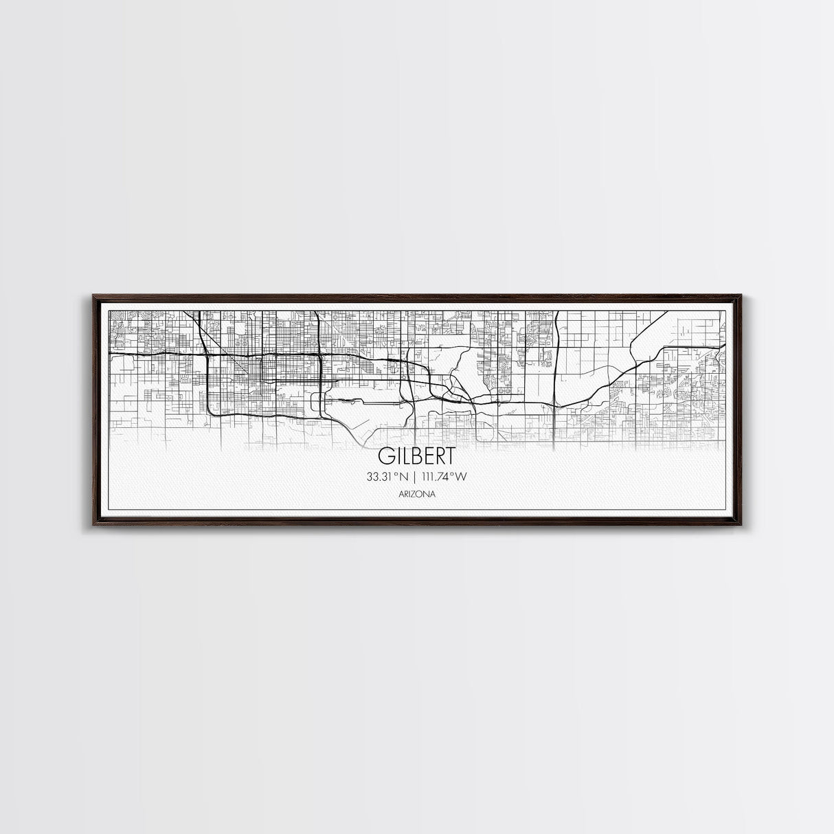 Panoramic Gilbert City Map, Arizona Art, Map Print, Minimalist Wall Art, Canvas Art, Housewarming Gift, Street Map Art, Closing Gift