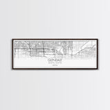 Panoramic Glendale City Map, Arizona Art, Map Print, Minimalist Wall Art, Canvas Art, Housewarming Gift, Street Map Art, Closing Gift