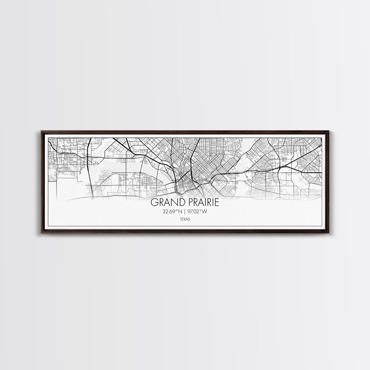 Panoramic Grand Prairie City Map, Texas Art, Map Print, Minimalist Wall Art, Canvas Art, Housewarming Gift, Street Map Art, Closing Gift