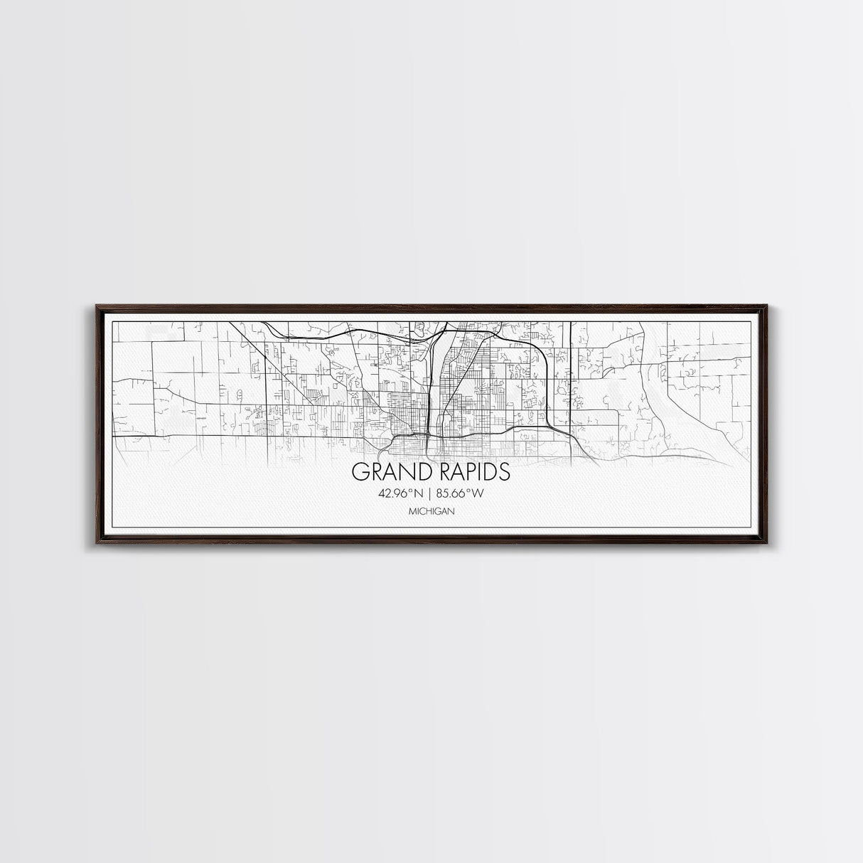 Panoramic Grand Rapids City Map, Michigan Art, Map Print, Minimalist Wall Art, Canvas Art, Housewarming Gift, Street Map Art, Closing Gift