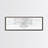 Panoramic Grand Rapids City Map, Michigan Art, Map Print, Minimalist Wall Art, Canvas Art, Housewarming Gift, Street Map Art, Closing Gift