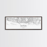 Panoramic Hamburg City Map, Germany Art, Map Print, Minimalist Wall Art, Canvas Art, Housewarming Gift, Street Map Art, Closing Gift