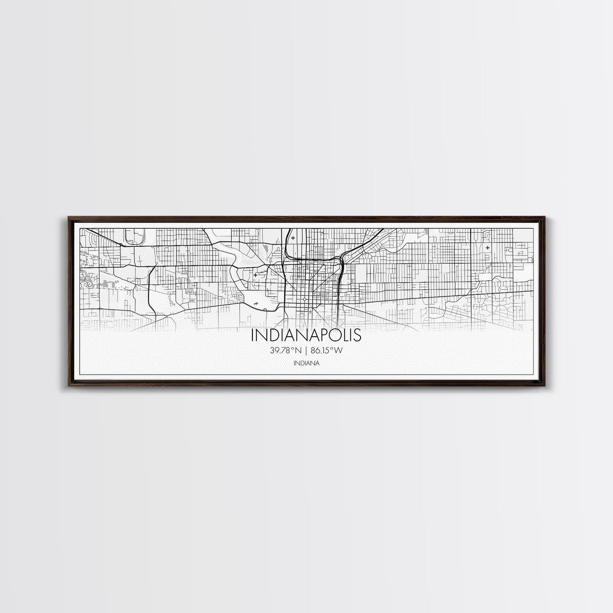 Panoramic Indianapolis  City Map, Indiana Art, Map Print, Minimalist Wall Art, Canvas Art, Housewarming Gift, Street Map Art, Closing Gift