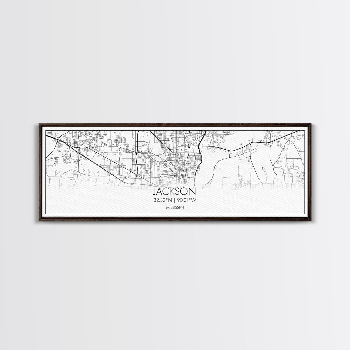 Panoramic Jackson City Map, Mississippi Art, Map Print, Minimalist Wall Art, Canvas Art, Housewarming Gift, Street Map Art, Closing Gift