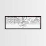 Panoramic Kansas City Map, Missouri Art, Map Print, Minimalist Wall Art, Canvas Art, Housewarming Gift, Street Map Art, Closing Gift