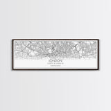 Panoramic London City Map, United Kingdom Art, Map Print, Minimalist Wall Art, Canvas Art, Housewarming Gift, Street Map Art, Closing Gift