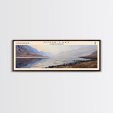 Amisk Lake Panoramic Framed Canvas Print, Lake House Art, Vintage Style, Travel Poster, Nature Scene, Scenic Artwork