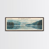 Belews Lake North Carolina Panoramic Framed Canvas Print, Lake House Decor, Scenic View, Travel Poster, Minimalist Art, Home Decor