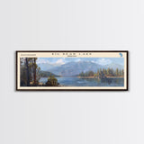 Big Bear Lake California Panoramic Framed Canvas Print, Lake House Decor, Scenic View, Travel Poster, Modern Art, Nature Wall Art