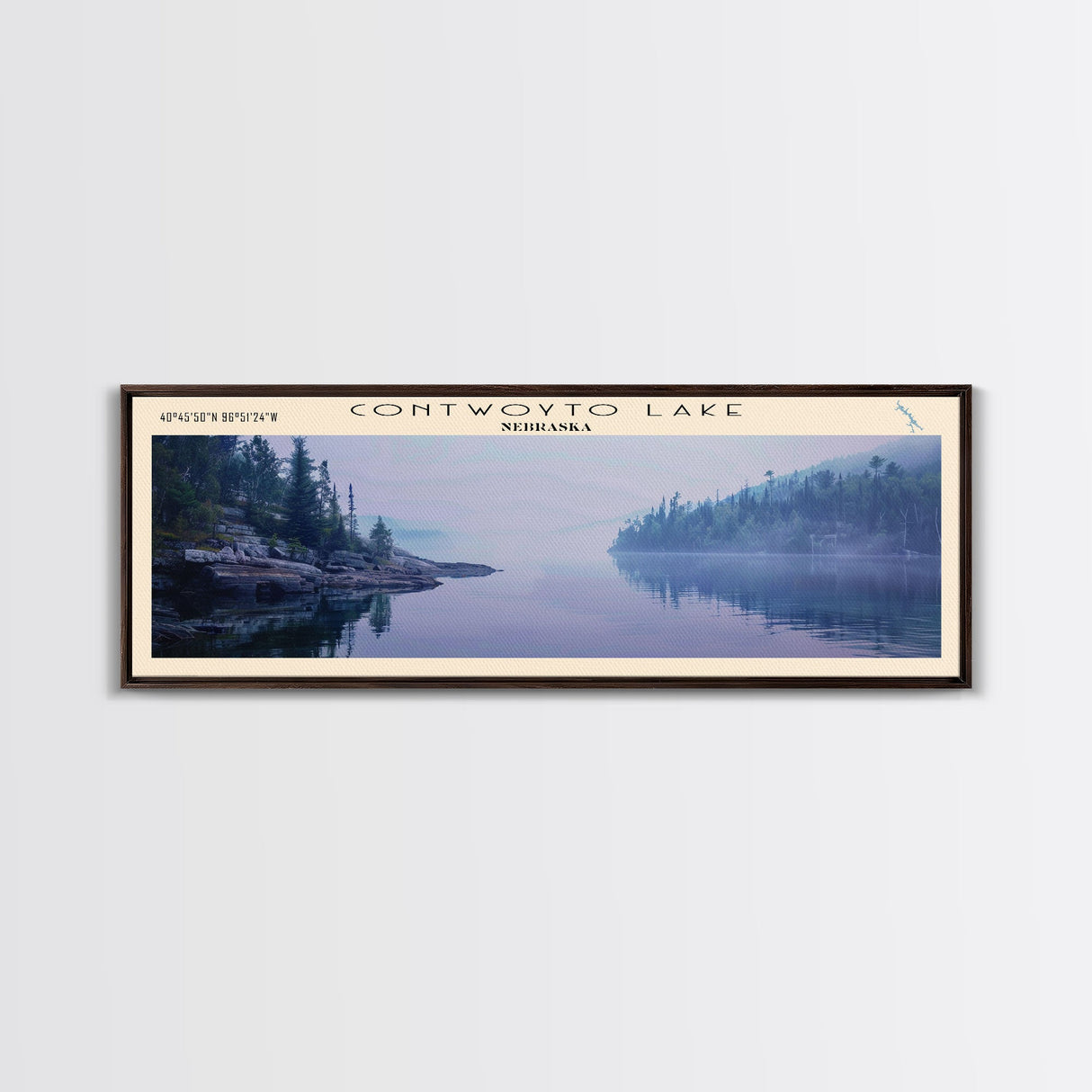 Contwoyto Lake Framed Canvas Print, Lake House Decor, Panoramic Wide Art, Travel Poster, Rustic Lake Painting, Home Decor