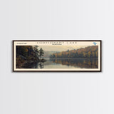 Coralville Lake Iowa Framed Canvas Print, Lake House Art, Panoramic Wide Art, Travel Poster, Modern Lake Painting, Nature Art