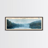 Crab Orchard Lake Illinois Framed Canvas Print, Lake House Art, Panoramic Wide Art, Travel Poster, Modern Lake Painting, Nature Art