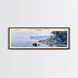 Dallas Lake Indiana Framed Canvas Print, Lake House Decor, Panoramic Wall Art, Travel Poster, Rustic Lake Painting, Home Decor