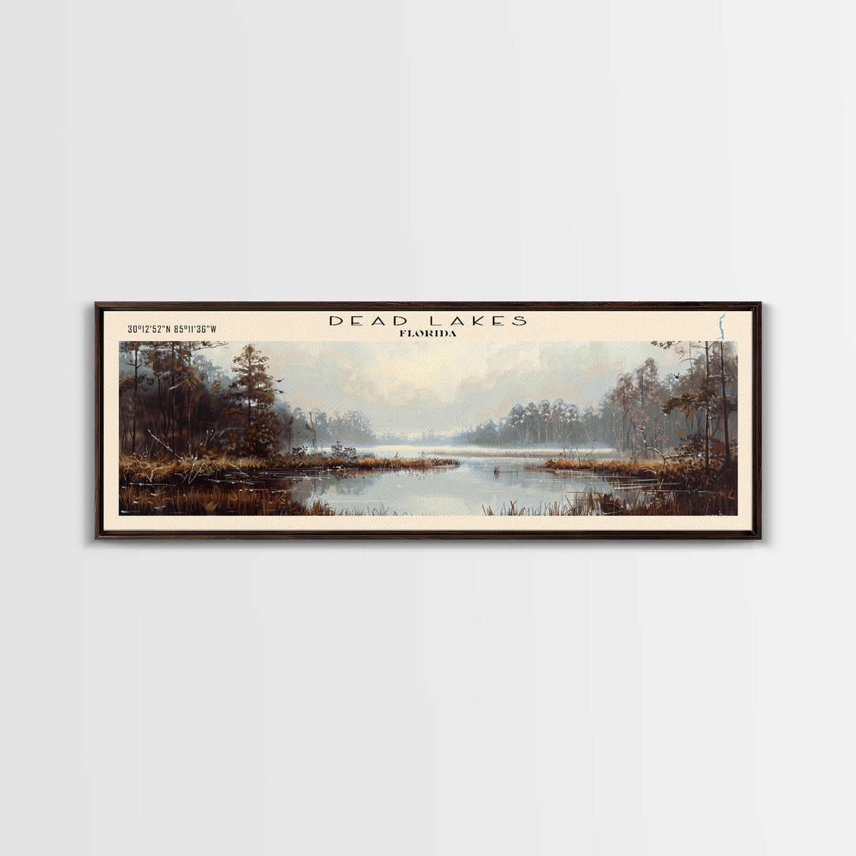 Davy Lake Framed Canvas Print, Lake House Decor, Panoramic Wall Art, Travel Poster, Rustic Lake Painting, Home Decor