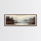 Dead Lakes Florida Framed Canvas Print, Lake House Decor, Panoramic Wall Art, Travel Poster, Modern Lake Painting, Nature Art