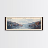 Deep Creek Lake Maryland Framed Canvas Print, Lake House Decor, Panoramic Wall Art, Travel Poster, Modern Lake Painting, Nature Art