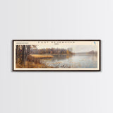 East Reservoir Ohio Framed Canvas Print, Lake House Art, Panoramic Wall Art, Travel Poster, Modern Lake Painting, Nature Art