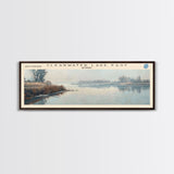 Eau Claire Clearwater Lake East Framed Canvas Print, Lake House Decor, Panoramic Wall Art, Travel Poster, Rustic Lake Painting, Home Decor