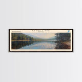 Echo Lake Montana Framed Canvas Print, Panoramic Lake House Decor, Wall Art, Travel Poster, Modern Lake Painting, Nature Art