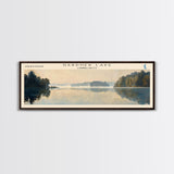 Gardner Lake Connecticut Framed Canvas Print, Lake House Art, Panoramic Wall Art, Travel Poster, Tranquil Lake Painting, Home Decor