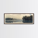 Great East Lake New Hampshire Framed Canvas Print, Panoramic Lake House Decor, Wall Art, Travel Poster, Majestic Lake Painting, Nature Art