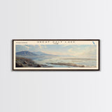 Great Salt Lake Framed Canvas Print, Panoramic Lake House Decor, Wall Art, Travel Poster, Vibrant Lake Painting, Nature Art