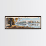 Gull Lake Minneapolis Framed Canvas Print, Lake House Art, Panoramic Wall Art, Travel Poster, Serene Lake Painting, Home Decor