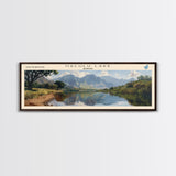 Halulu Lake Hawaii Framed Canvas Print, Lake House Art, Panoramic Wall Art, Travel Poster, Beautiful Lake Painting, Home Decor