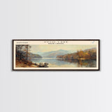 Hyco Lake North Carolina Framed Canvas Print, Lake House Art, Panoramic Wall Art, Travel Poster, Scenic Lake Painting, Home Decor