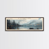 Iliamna Lake Framed Canvas Print, Panoramic Lake House Decor, Wall Art, Travel Poster, Serene Lake Painting, Nature Art