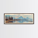 Jackson Lake Wyoming Framed Canvas Print, Lake House Art, Panoramic Wall Art, Travel Poster, Stunning Lake Painting, Nature Art