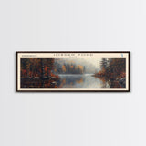 Jordan Pond Maine Framed Canvas Print, Panoramic Lake House Decor, Wall Art, Travel Poster, Scenic Lake Painting, Nature Art