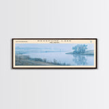 Keystone Lake Oklahoma Framed Canvas Print, Panoramic Lake House Decor, Wall Art, Travel Poster, Serene Lake Painting, Nature Art