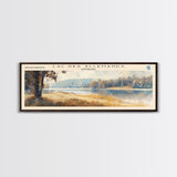 Lac des Allemands Louisiana Framed Canvas Print, Panoramic Lake House Decor, Wall Art, Travel Poster, Captivating Lake Painting, Nature Art