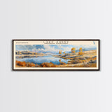 Lake Aubryic Framed Canvas Print, Panoramic Lake House Decor, Wall Art, Travel Poster, Beautiful Lake Painting, Nature Art