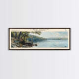 Lake Boon Massachusetts Framed Canvas Print, Panoramic Lake House Decor, Wall Art, Travel Poster, Peaceful Lake Painting, Nature Art