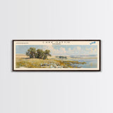 Lake Hattie Wyoming Framed Canvas Print, Lake House Decor, Panoramic Wall Art, Travel Poster, Beautiful Lake Painting, Home Art