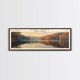 Lake James North Carolina Framed Canvas Print, Lake House Decor, Panoramic Wall Art, Travel Poster, Scenic Lake Painting, Nature Art