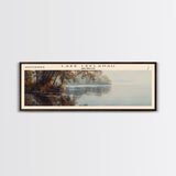 Lake Leelanau Michigan Framed Canvas Print, Lake House Decor, Panoramic Wall Art, Travel Poster, Serene Waterscape Painting, Rustic Art