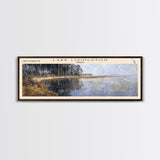 Lake Livingston Texas Framed Canvas Print, Lake House Decor, Panoramic Wall Art, Travel Poster, Scenic Lakeside Painting, Nature Print