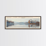 Lake Memphremagog Vermont Framed Canvas Print, Lake House Decor, Panoramic Wall Art, Travel Poster, Beautiful Landscape Painting, Bedroom Decor