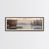 Lake Minocqua Wisconsin Framed Canvas Print, Lake House Decor, Panoramic Wall Art, Travel Poster, Scenic Landscape Painting, Living Room Decor