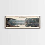 Lake Monomonac Massachusetts Framed Canvas Print, Lake House Decor, Panoramic Wall Art, Travel Poster, Stunning Landscape Painting, Living Room Decor