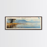 Lake Nicaragua Framed Canvas Print, Lake House Decor, Panoramic Wall Art, Travel Poster, Serene Landscape Painting, Rustic Art