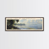 Lake Of The Arbuckles Oklahoma Framed Canvas Print, Lake House Decor, Panoramic Wall Art, Travel Poster, Scenic Landscape Painting, Bedroom Decor