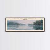 Lake Of The Ozarks Missouri Framed Canvas Print, Lake House Decor, Panoramic Wall Art, Travel Poster, Stunning Landscape Painting, Contemporary Art