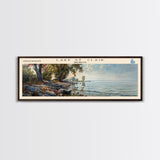 Lake St. Clair Michigan Framed Canvas Print, Lake House Decor, Panoramic Wall Art, Travel Poster, Serene Landscape Painting, Rustic Art